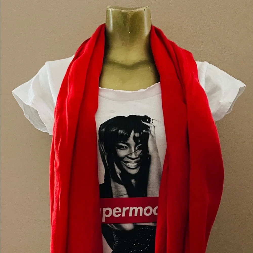 CLASSIC Chic Fringed Red Rectangular SCARF